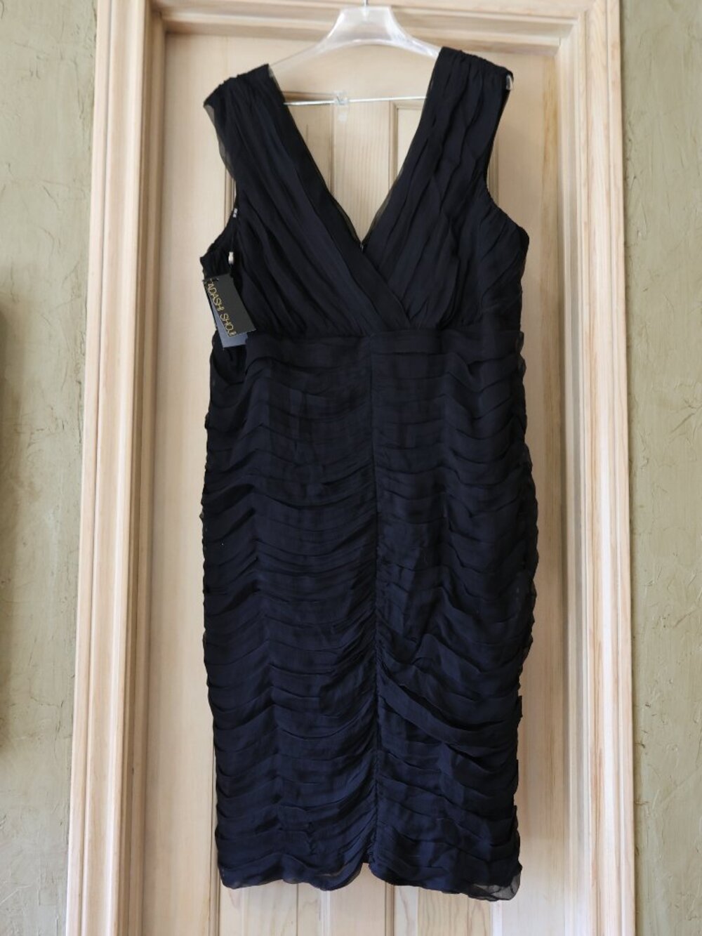 NWT Tadashi Shoji "Too" Black Silk Tiered Cocktail Dress Size 22Q MSRP $348
